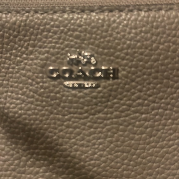 Coach gunmetal studded,gray leather wristlet/small clutch - Picture 2 of 11